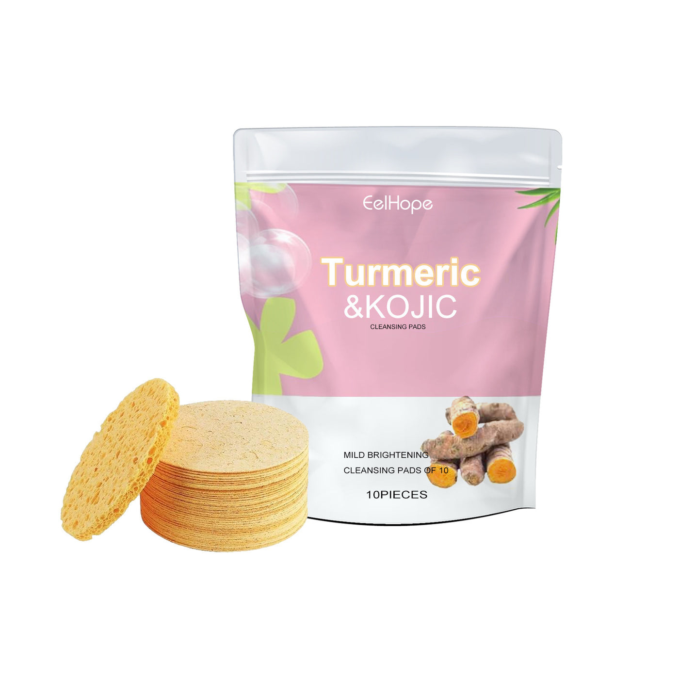 Turmeric Kojic Cleansing Pads, Deep Clean Delicate Pores Reduce Acne Spots Facial Skin Brightening