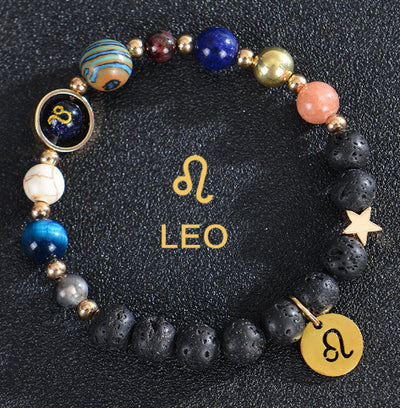 Eight Planets Twelve Constellations Frosted Stone Beaded Bracelet