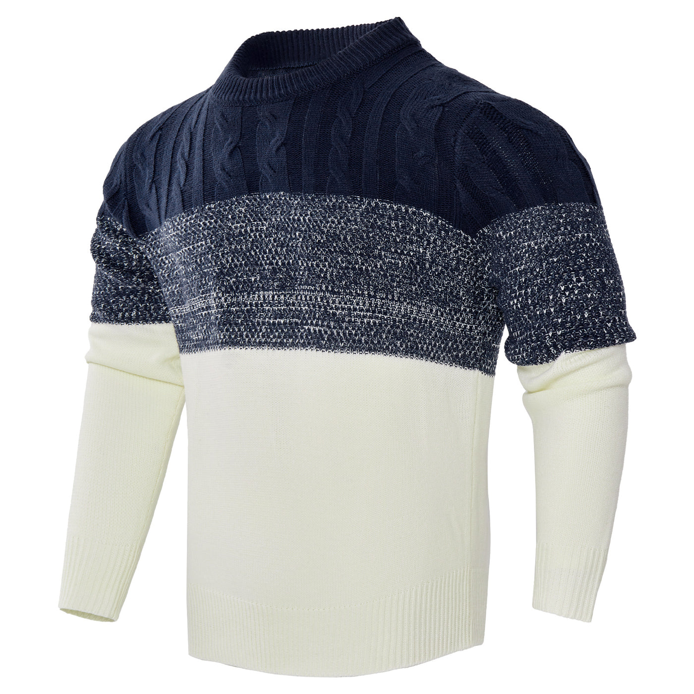 Men's Casual Color Sleeve Cable Knit Pullover