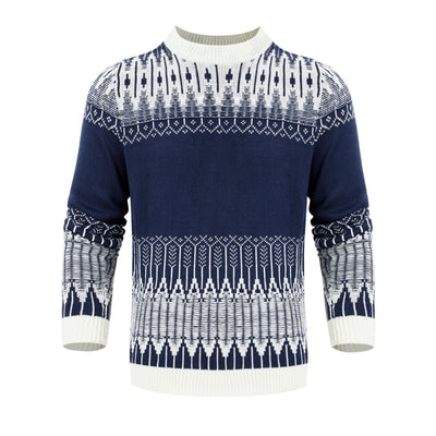 Crewneck Pullover Unisex Fair Isle Long Sleeve Knitted Sweater