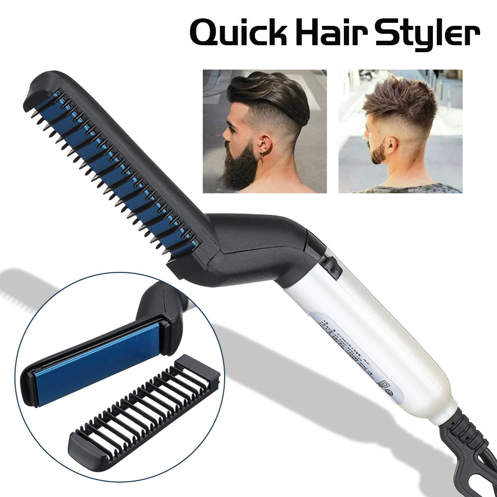 Electric Hair Straightener Brush, Detangling, Multifunctional Beard and Hair Curling Curler