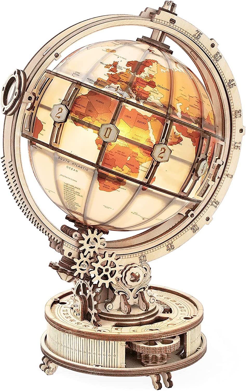 Luminous 3D Globe 180PCS Wooden Model