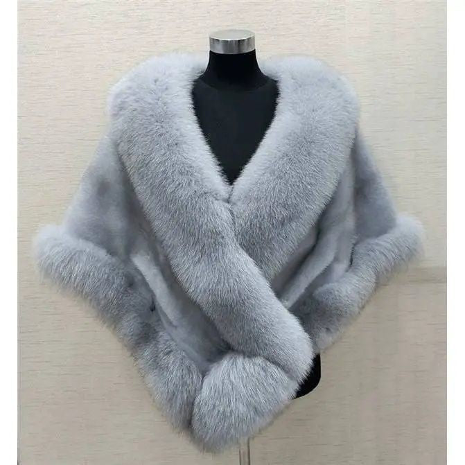 Imitation Mink Fox Fur Cape Coat Plus-sized Dress Shawl