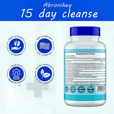 Abronikey 15 Day Purification - Intestinal and Colon Support, Caffeine Free, Healthcare Supplement