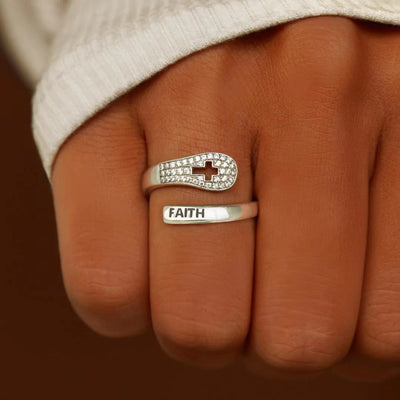 S925 Sterling Silver Faith Cross Zircon Ring