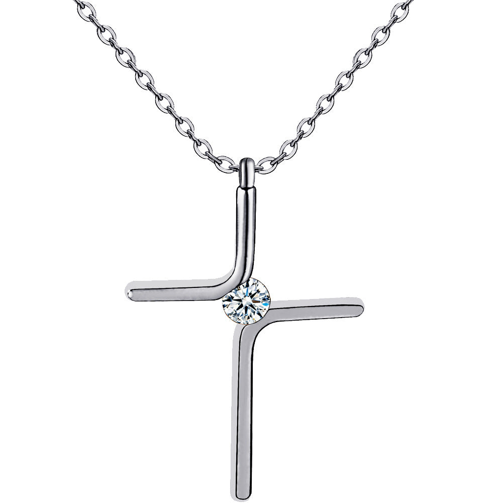 Cross Pendant Simple Necklace Titanium Steel Plating