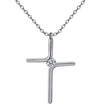 Cross Pendant Simple Necklace Titanium Steel Plating