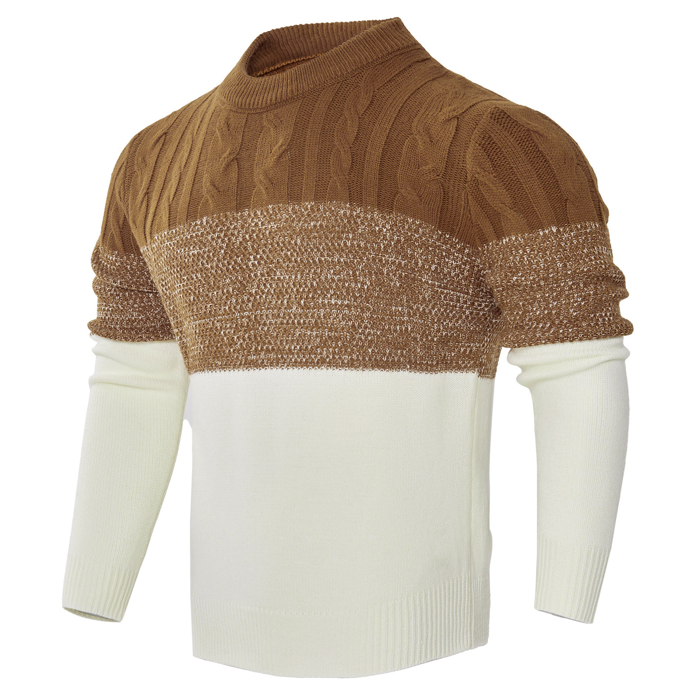 Men's Casual Color Sleeve Cable Knit Pullover