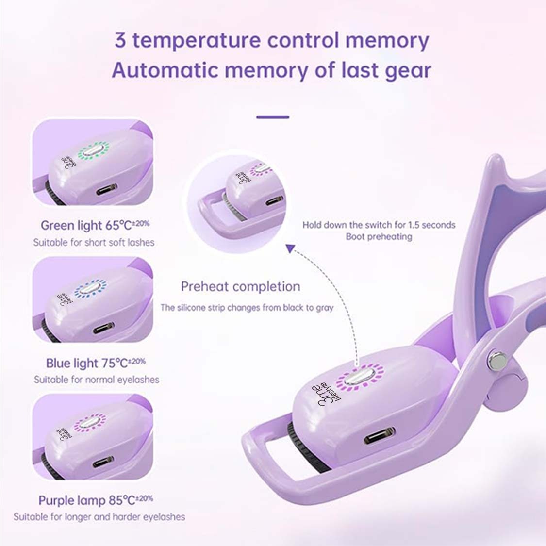 Temperature Control Heated Eyelash Curlers