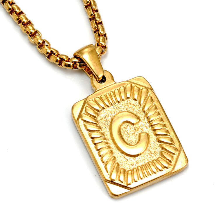 Men's Pendant Gold-plated 18K Titanium Steel Letter Necklace