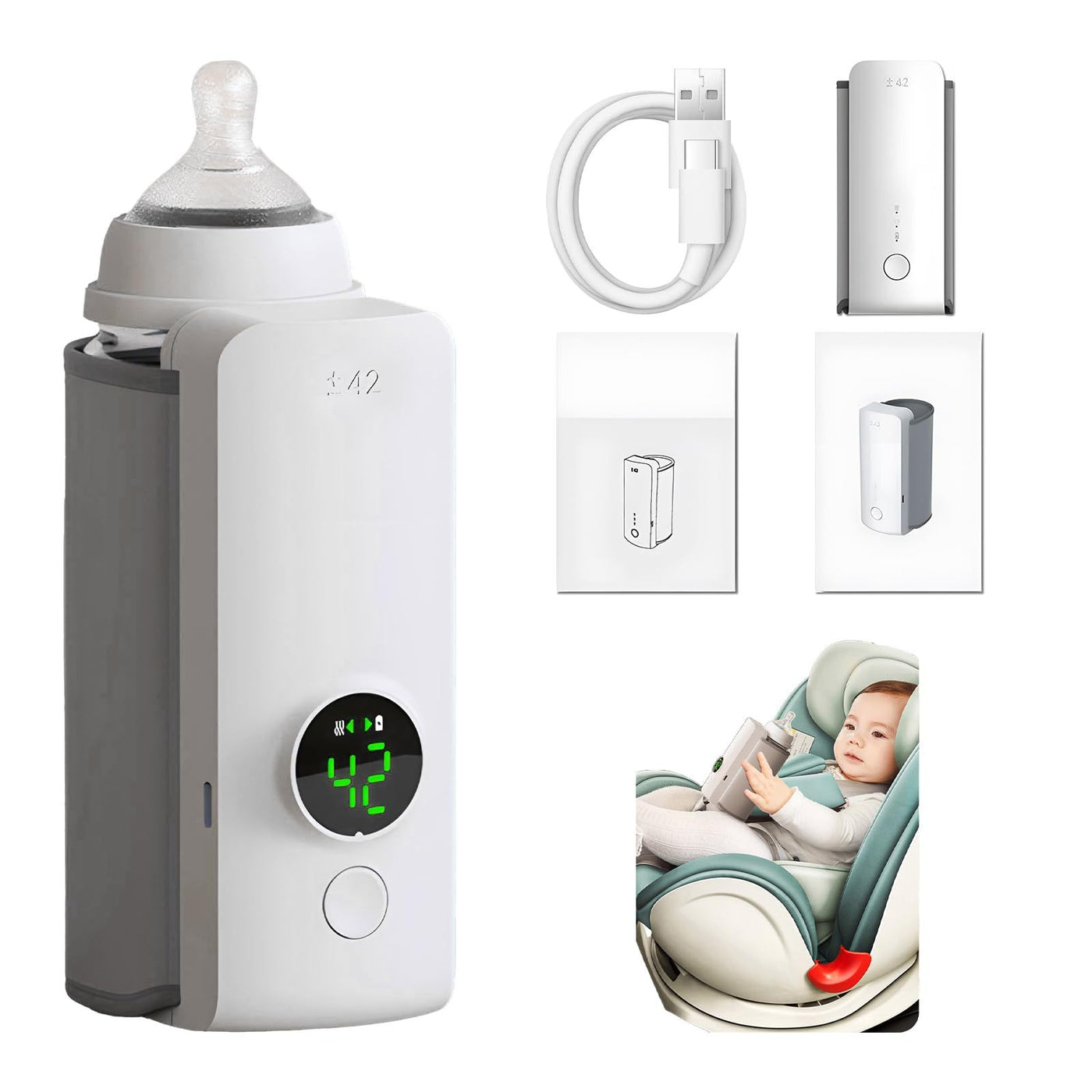 Portable Wireless Rechargeable Baby Bottle Warmer USB Charging and Heating Bag