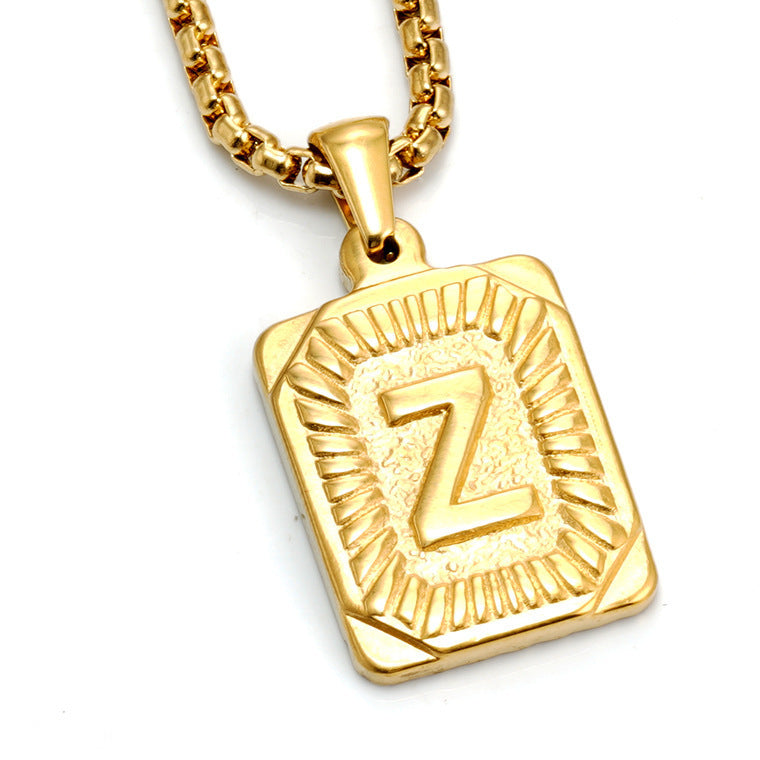 Men's Pendant Gold-plated 18K Titanium Steel Letter Necklace