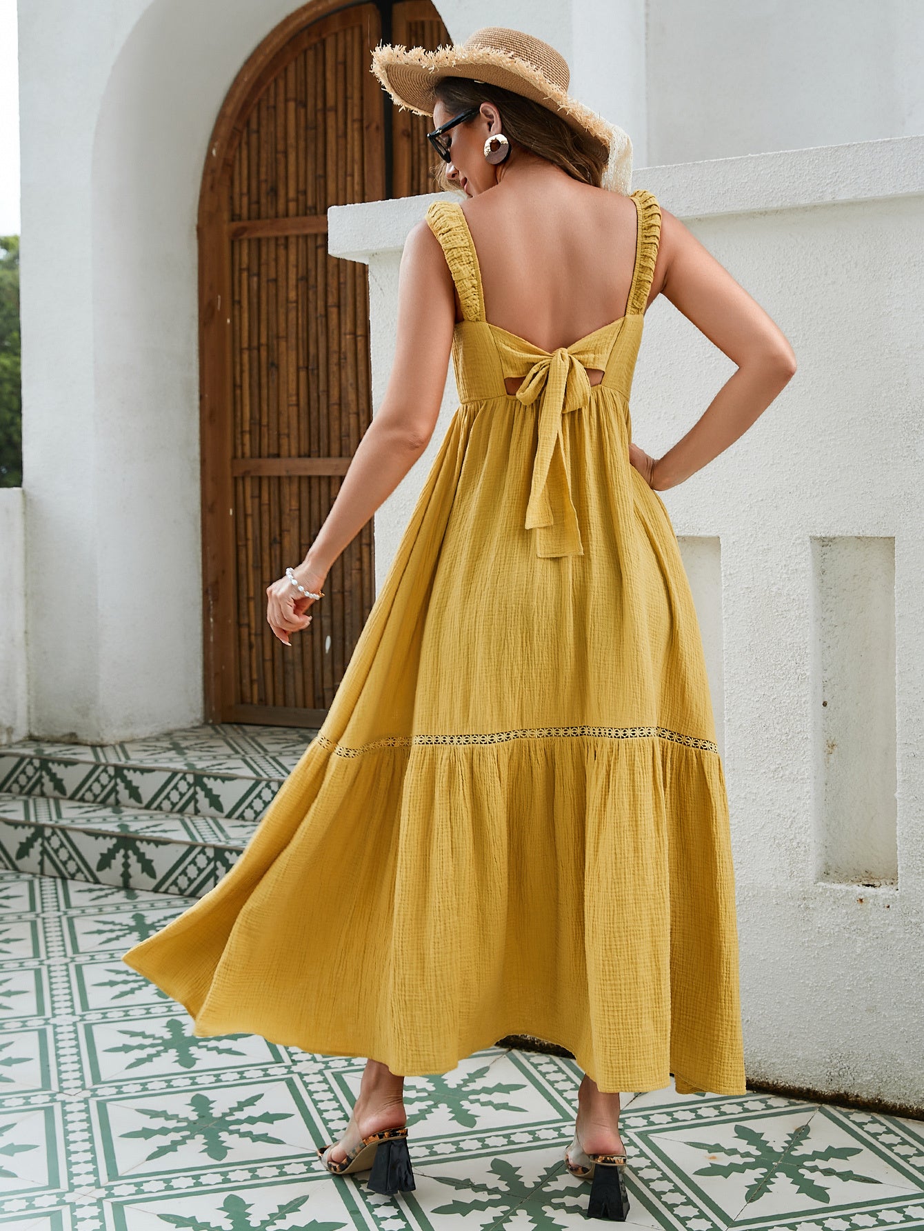 Women's Textured Cotton Maxi Dress