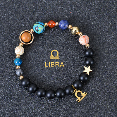 Eight Planets Twelve Constellations Frosted Stone Beaded Bracelet