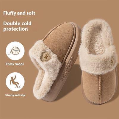 New Plush Thick-soled Fleece Slippers