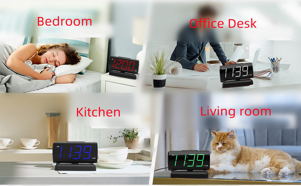 Alarm Clock Large Digital Rotating Base, 2-level Brightness