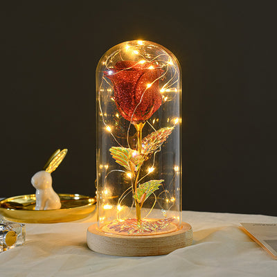 Valentines' Day Gift Eternal Rose Flowers LED Light in Glass Cover