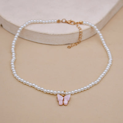 European and American Opal Bow Knot Pearl Necklace