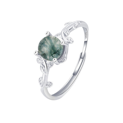 S925 Silver Agate Stone Finger Ring