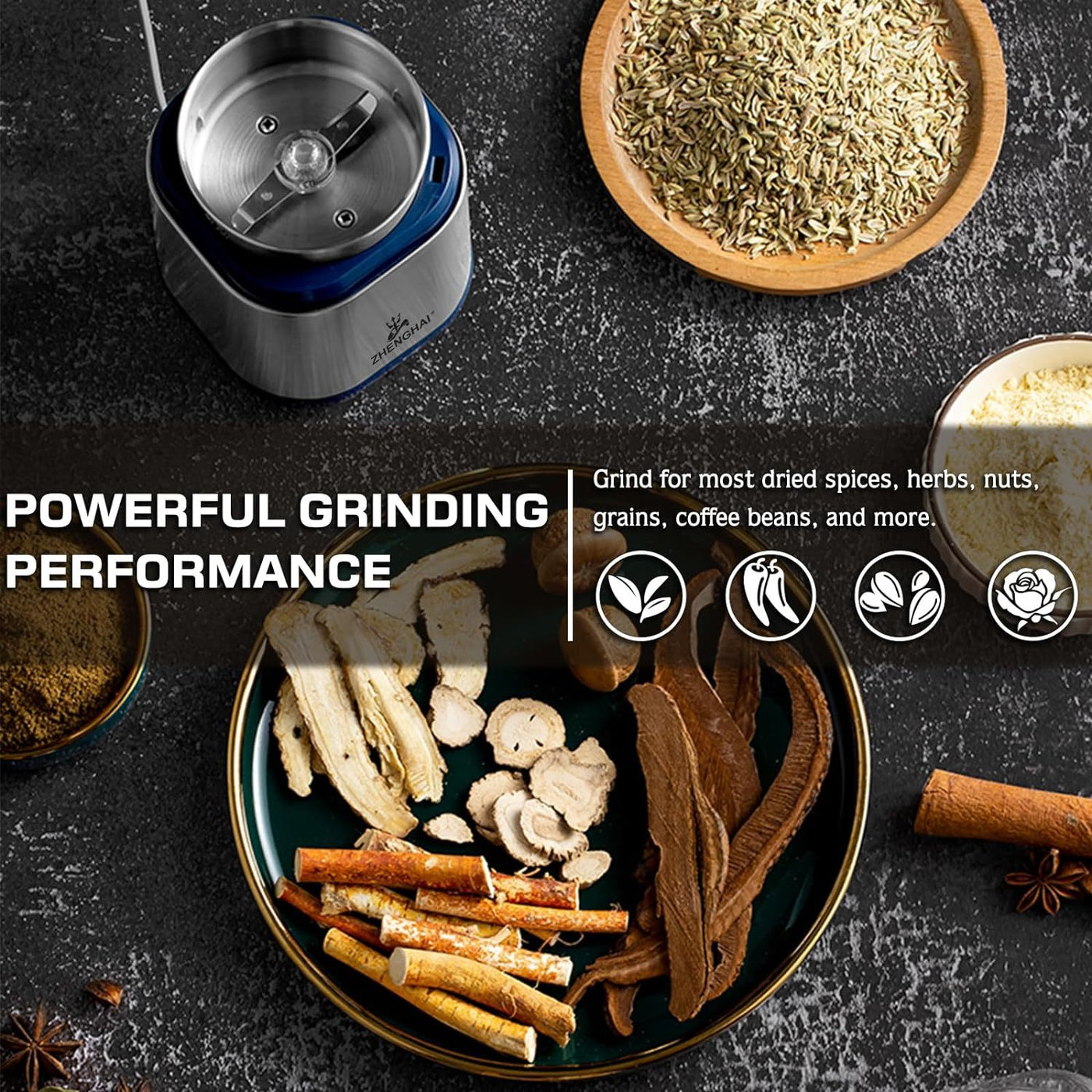 Electric Grinder for Herb, Spice, Pollen and Coffee