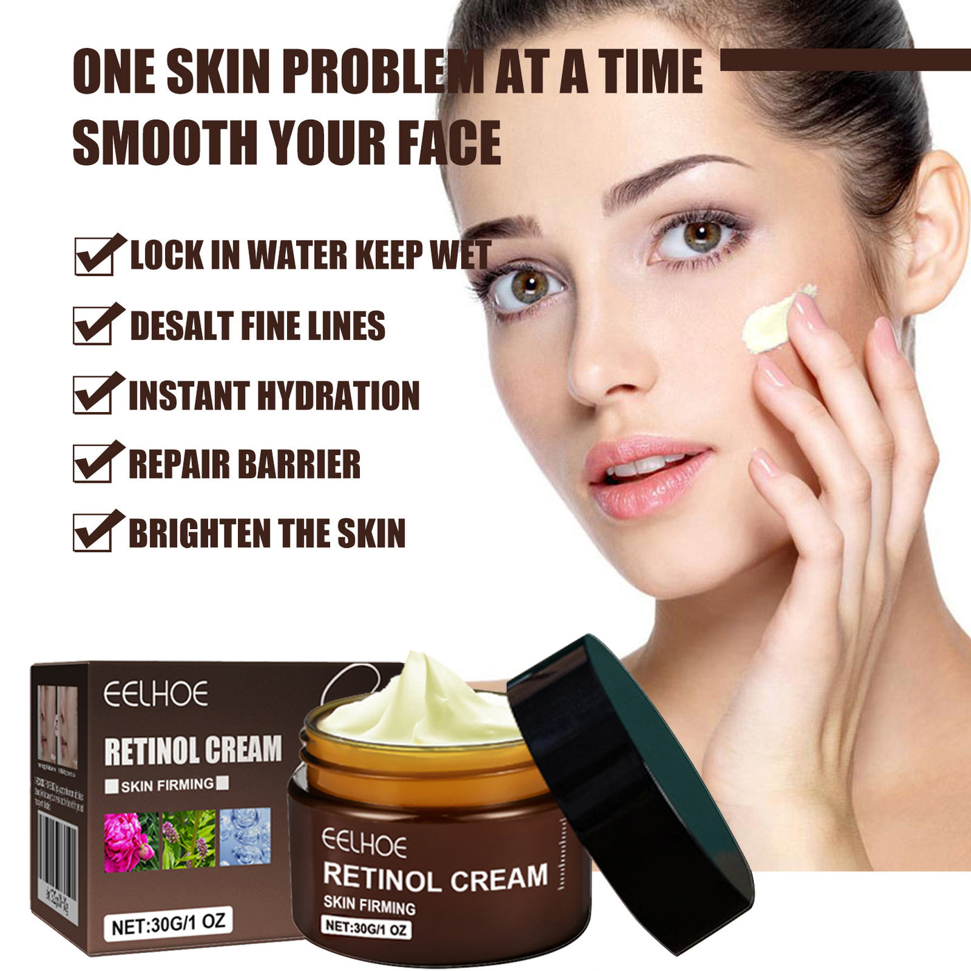 Retinol Cream, Anti-Aging Firming Brightening Moisturizing Facial Skin Care Cream