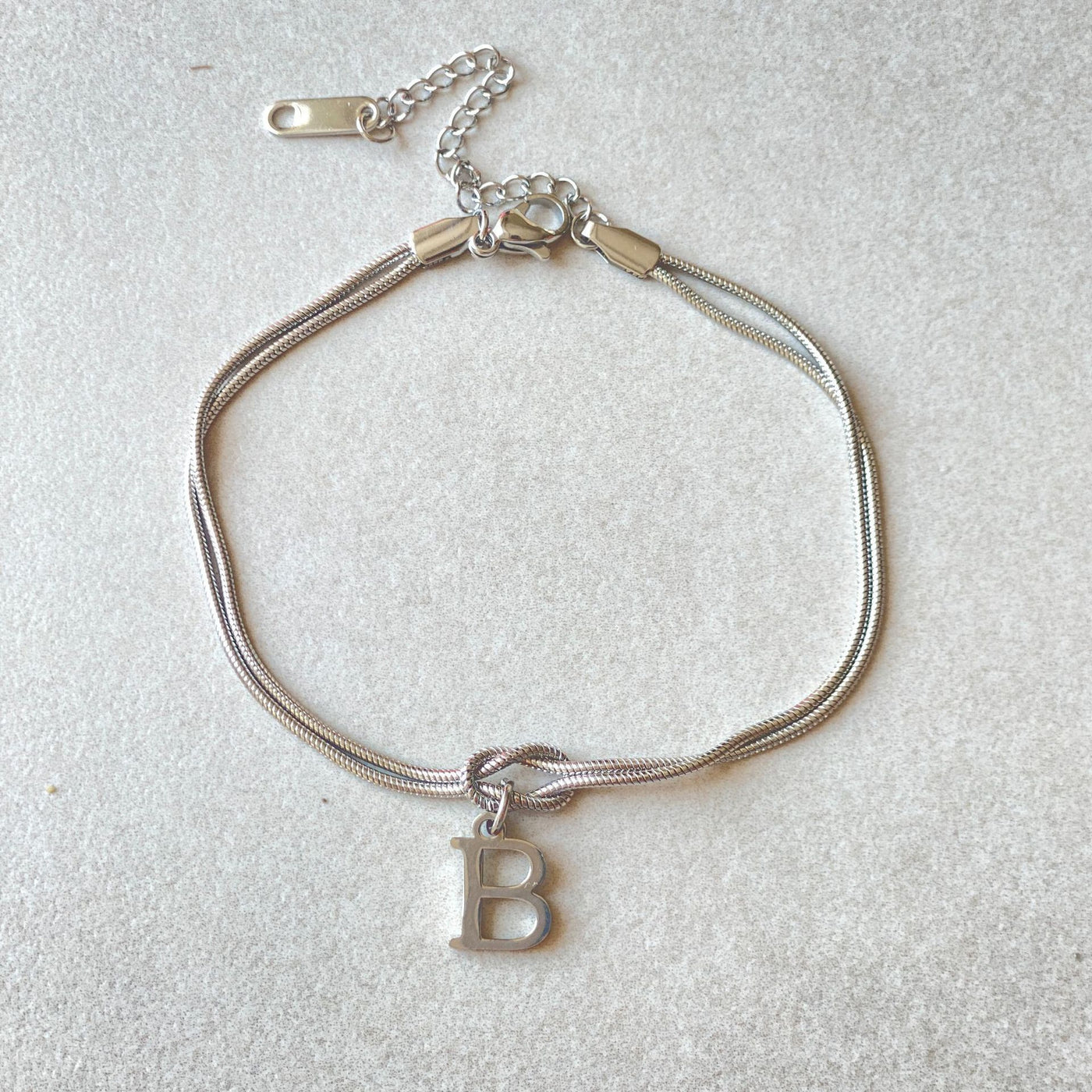 New Letter A-Z Love Knot Gold Color Dainty Snake Chain Charm Bracelet