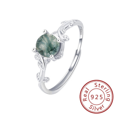 S925 Silver Agate Stone Finger Ring