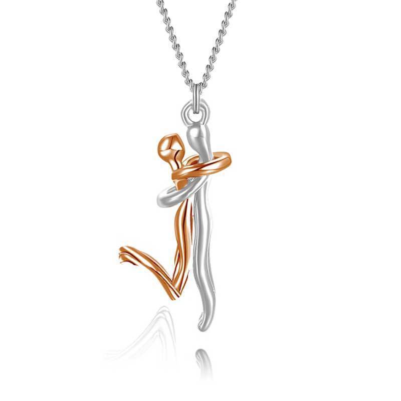 Couple's Pendant Humanoid Hug Necklace