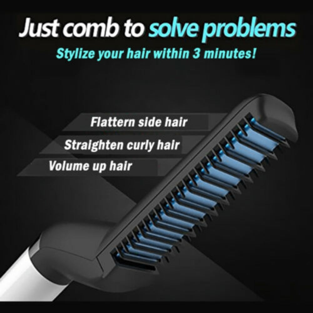 Electric Hair Straightener Brush, Detangling, Multifunctional Beard and Hair Curling Curler