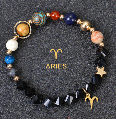 Eight Planets Twelve Constellations Frosted Stone Beaded Bracelet