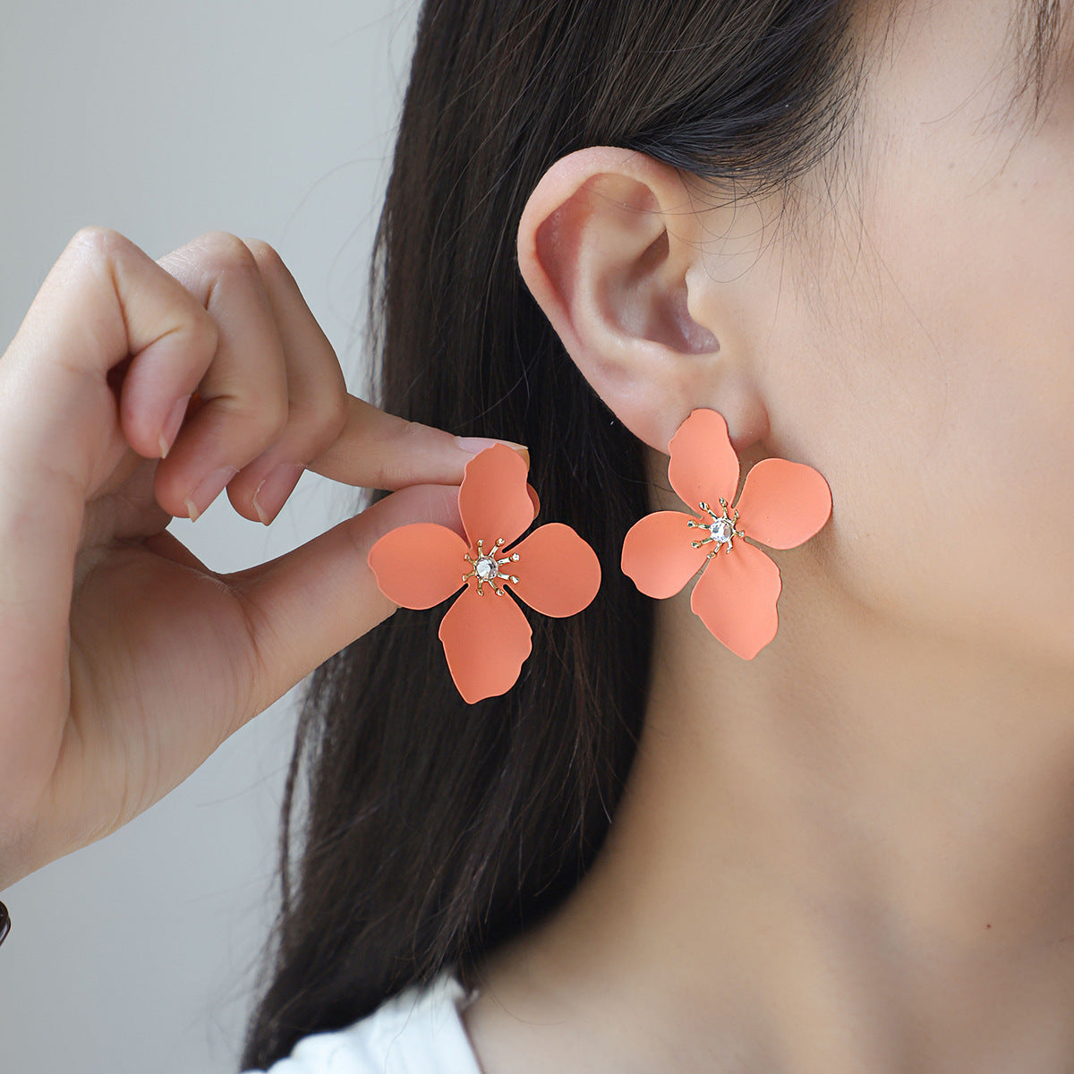 Colorful Flower Stud Earrings European and American Summer High Sense