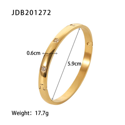 Gold-plated Stainless Steel Bracelet with Zirconia