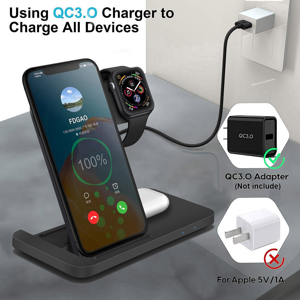 Wireless Fast Charger 3in1 Dock Station