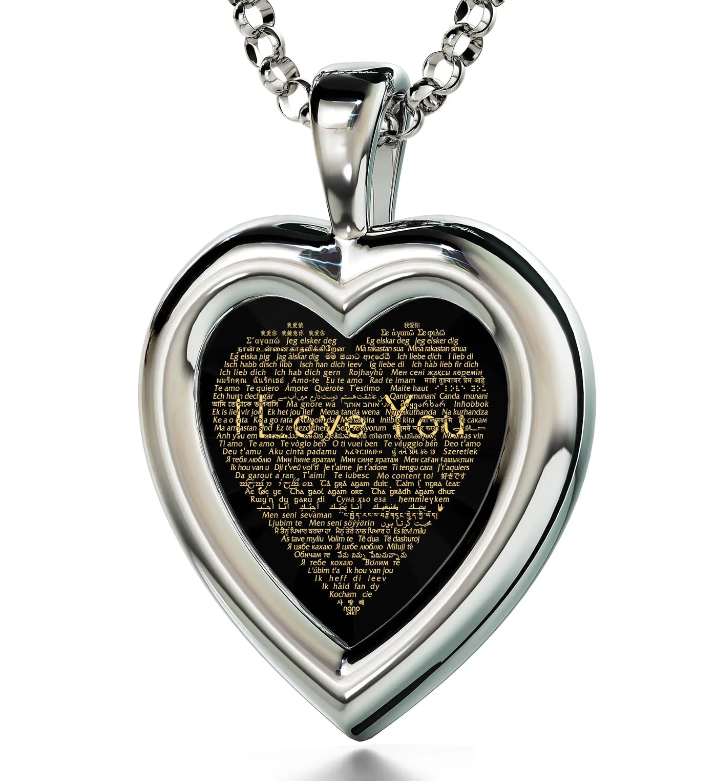 925 Silver Heart Jewelry Set I Love You Necklace and Crystal Earrings