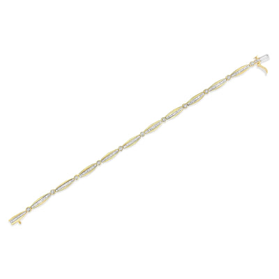 14K Yellow Gold Cut Diamond Bezel and Tapered Link 7" Tennis Bracelet