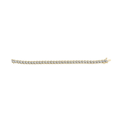 Yellow 10K Gold 2.00 Cttw Round-Cut Diamond Link 7.5" Bracelet