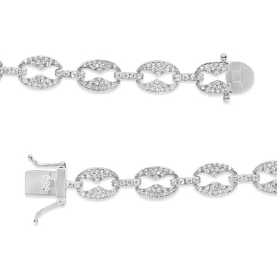 White 14K Gold 1.5 Cttw Round Diamond Set Link Bracelet