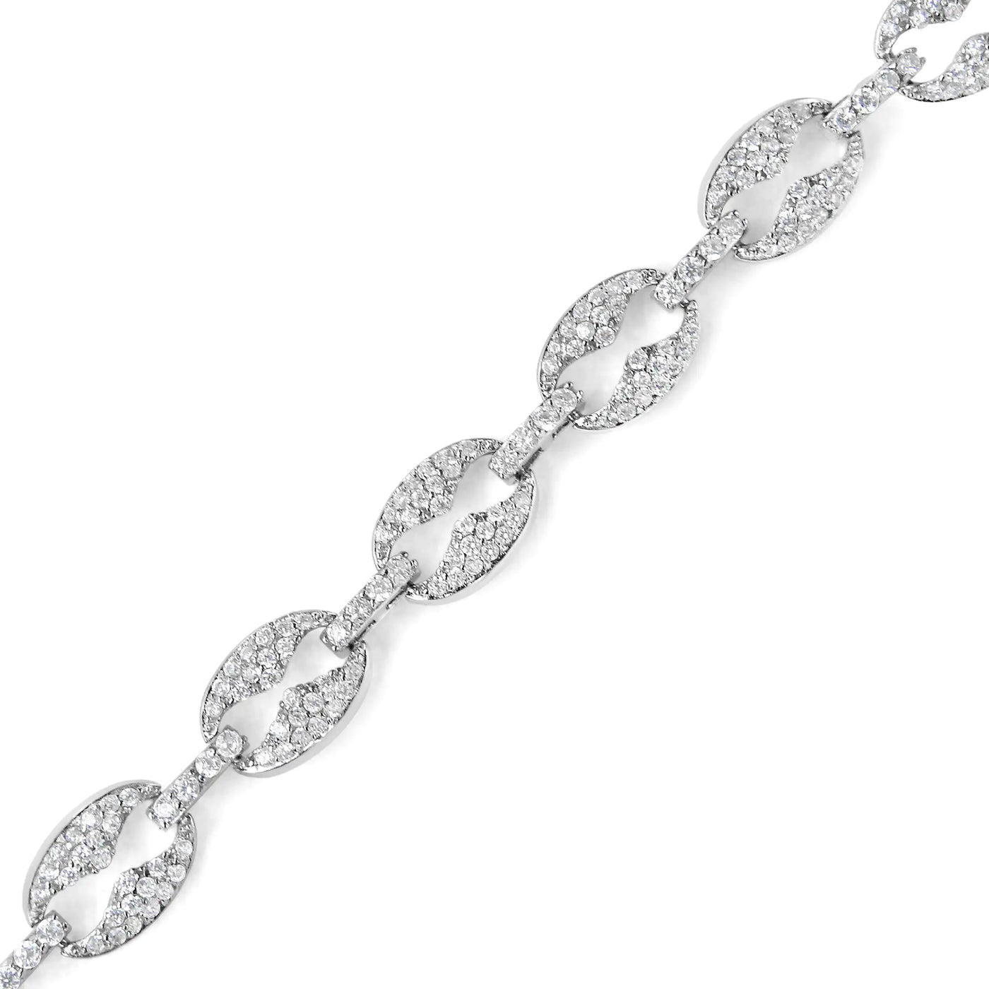 White 14K Gold 1.5 Cttw Round Diamond Set Link Bracelet