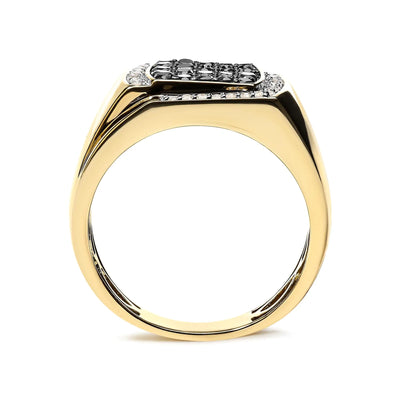 Men's 14K Yellow Gold Plated .925 Sterling Silver  Diamond  Ring