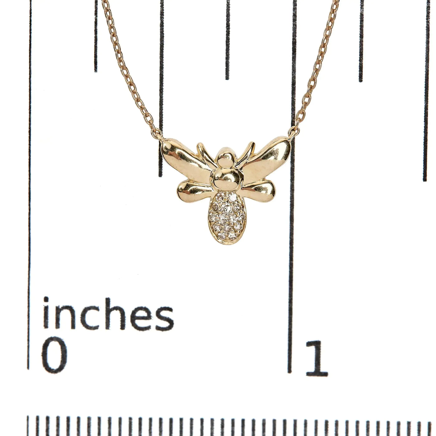 Bumble Bee Pendant 10K Yellow Gold Diamond Accented 18" Inch Necklace (H-I Color, I1-I2 Clarity)