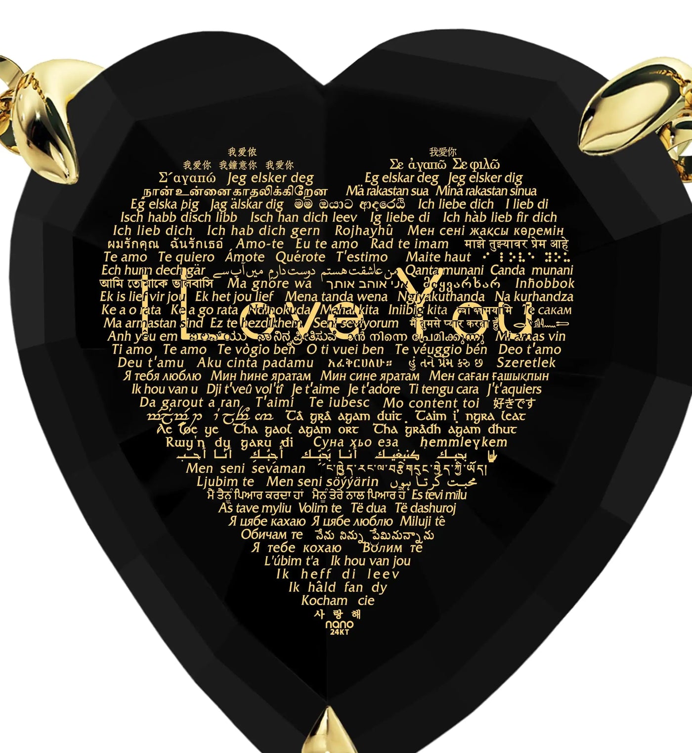 Gold Plated Silver Heart I Love You Necklace and Crystal Earrings