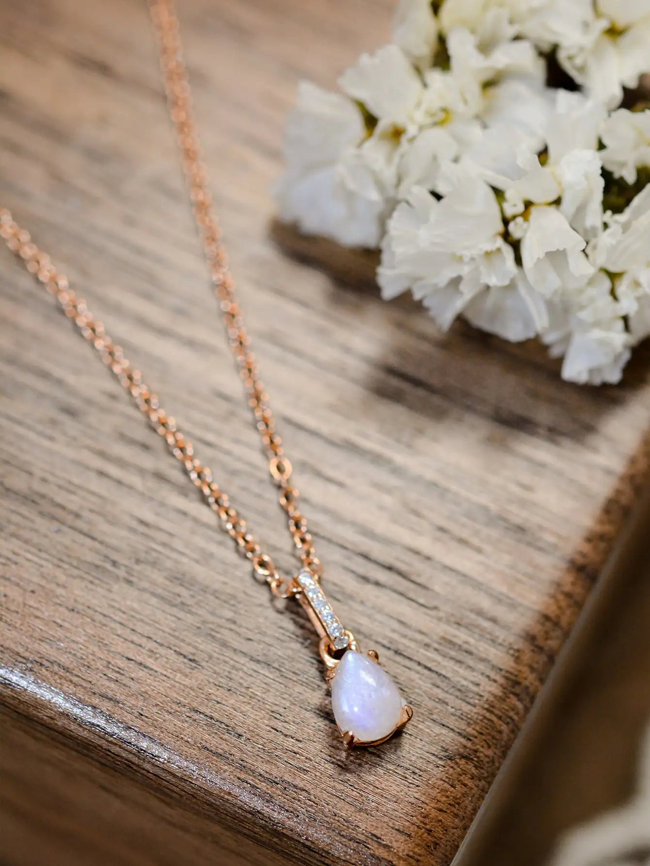 Moonstone Teardrop Pendant Necklace