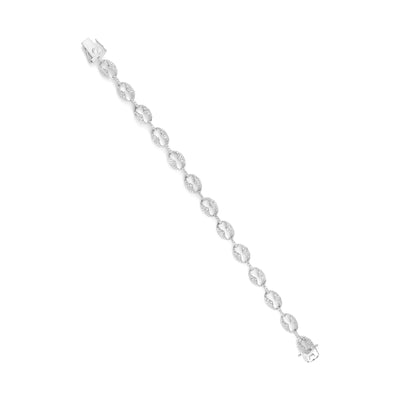 White 14K Gold 1.5 Cttw Round Diamond Set Link Bracelet