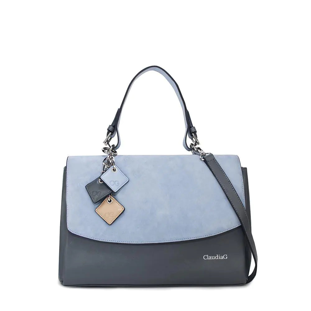 Simonetta Leather Handbag - Serenity / Charcoal