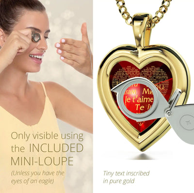 Gold Plated Silver Heart Jewelry Set Necklace and Crystal Earrings