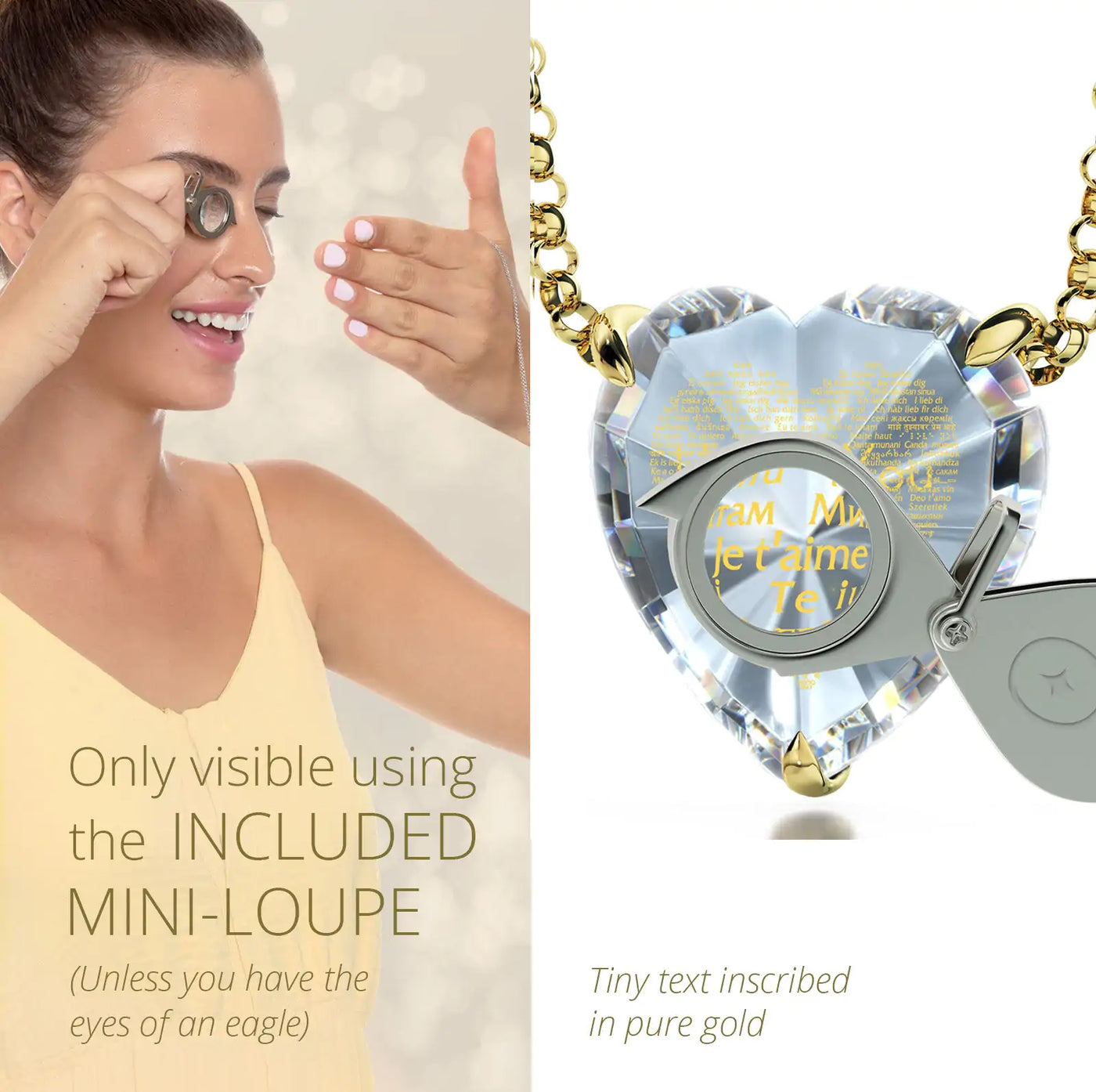 Gold Plated Silver Heart I Love You Necklace and Crystal Earrings