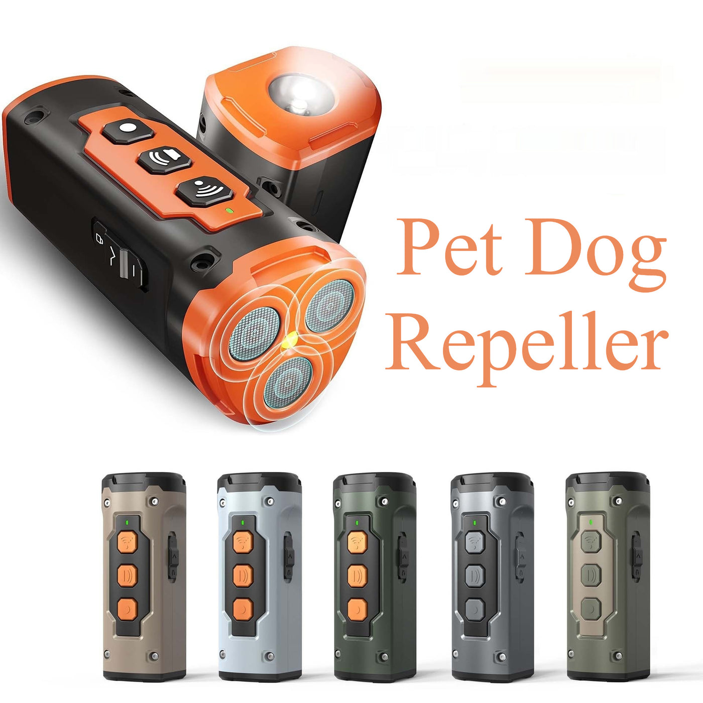 Ultrasonic Three-head Anti Dog Bark Torch with LED Flashlight