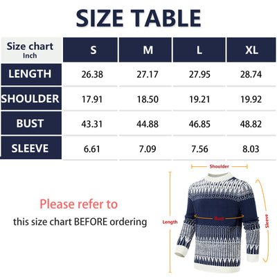 Crewneck Pullover Unisex Fair Isle Long Sleeve Knitted Sweater