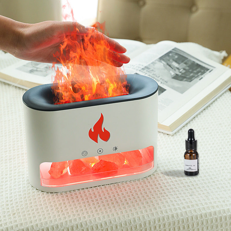 Flame Humidifier Aromatherapy Machine Crystal Salt Stone