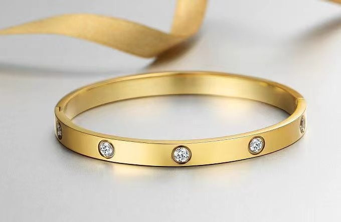 14K Gold Plated Friendship Love Bangle Bracelet